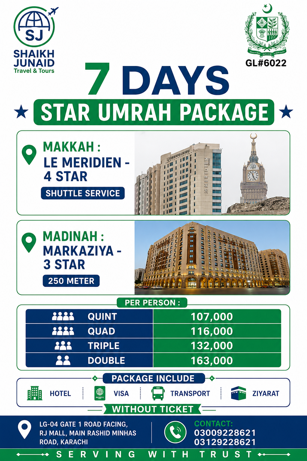 7 DAYS LE MERIDIEN - MARKAZIYA STAR UMRAH PACKAGE