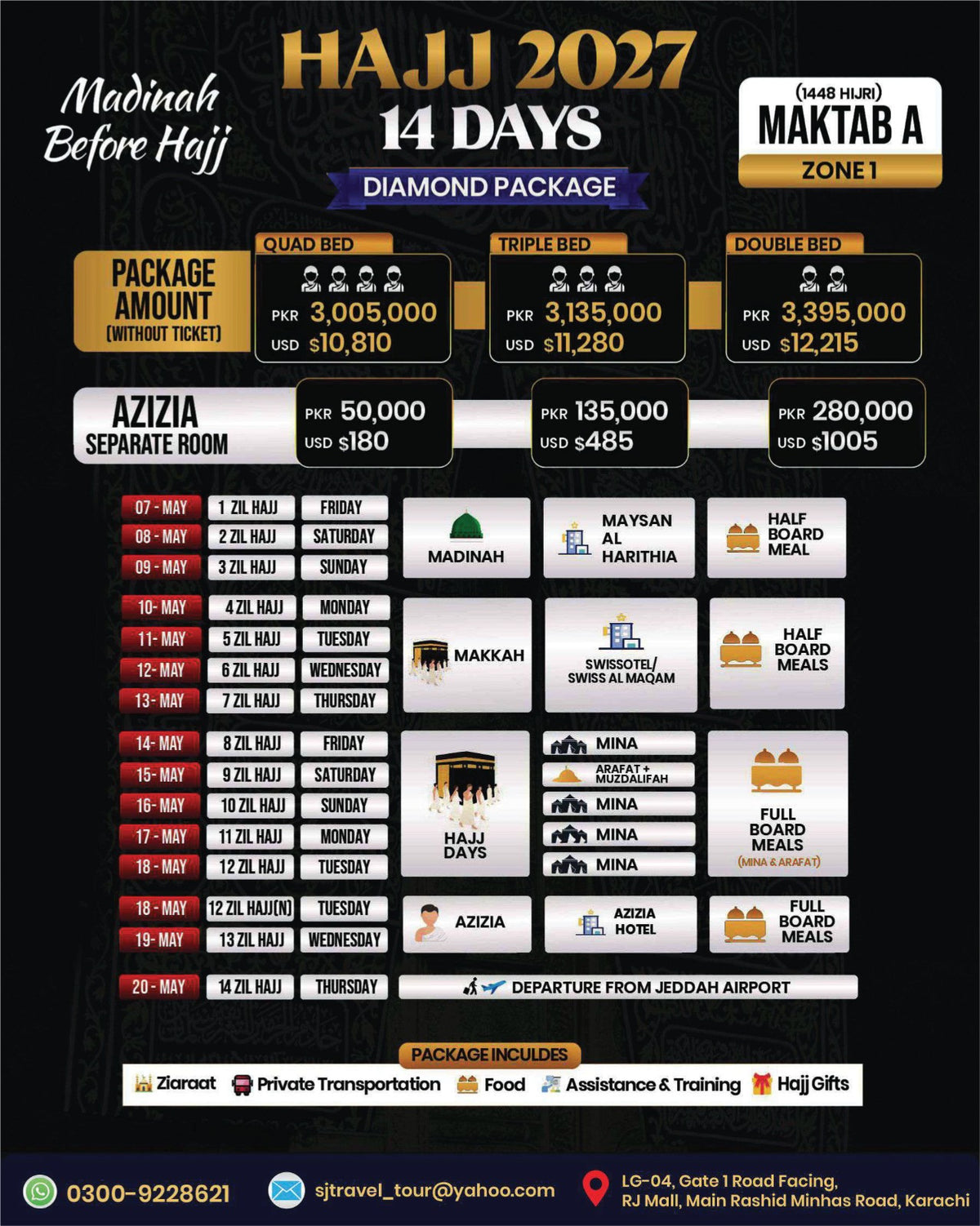 Hajj 2027 Diamond Package – 14 Days Before Hajj – Hajj 2027 Maktab A Zone 1