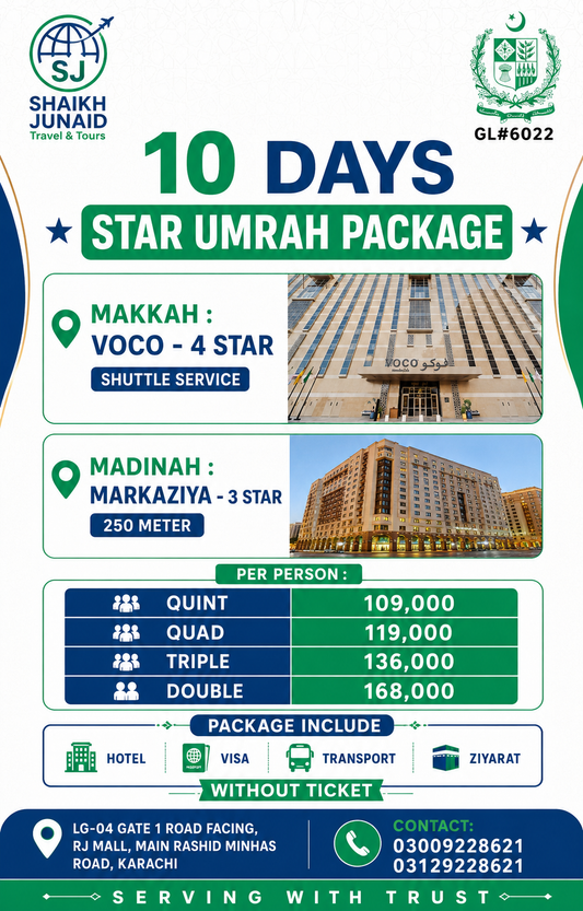 10 DAYS VOCO - MARKAZIYA STAR UMRAH PACKAGE