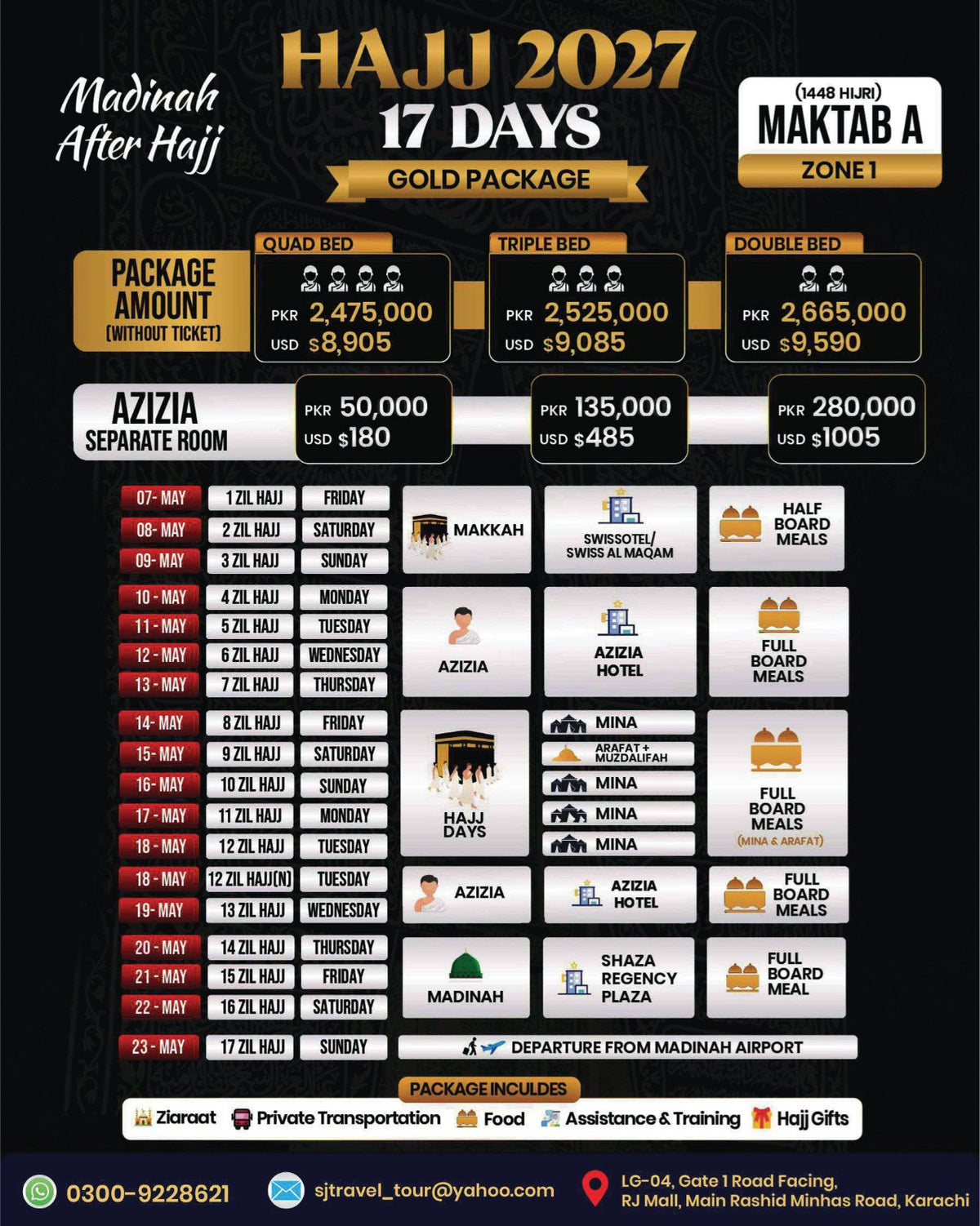 Hajj 2027 Gold Package – 17 Days After Hajj – Hajj 2027 Maktab A Zone 1