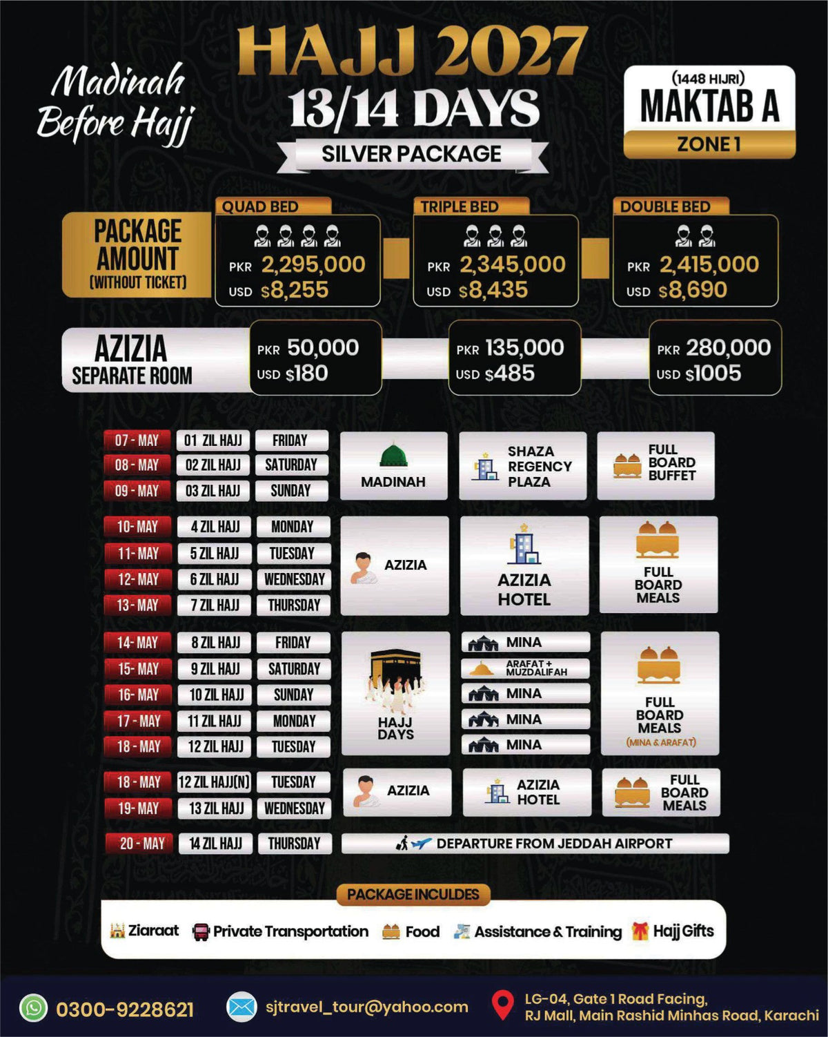 Hajj 2027 Silver Package – 13/14 Days Before Hajj – Hajj 2027 Maktab A Zone 1